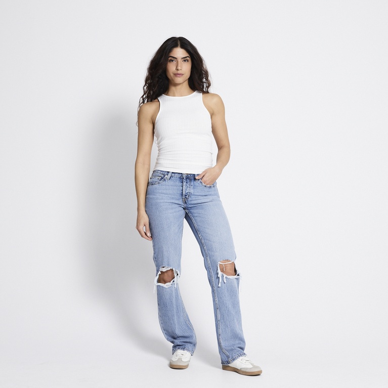 Low waist straight jeans "Icon" Light heavy worn